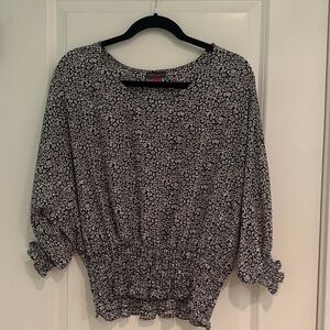 Vince Camuto Black and White Floral Blouse